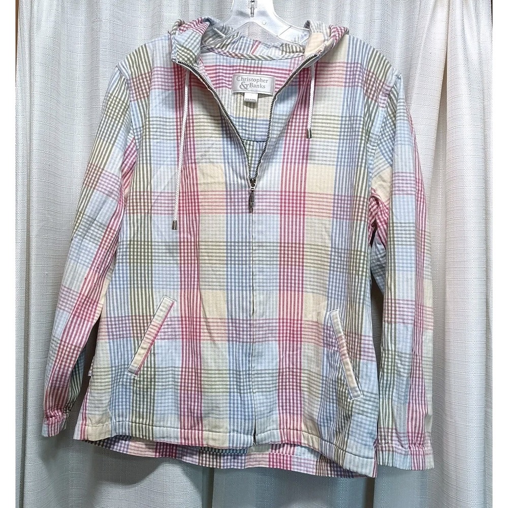 Christopher Banks Women's Size S Multicolor Plaid Check Full Zip Hoodie Vtg